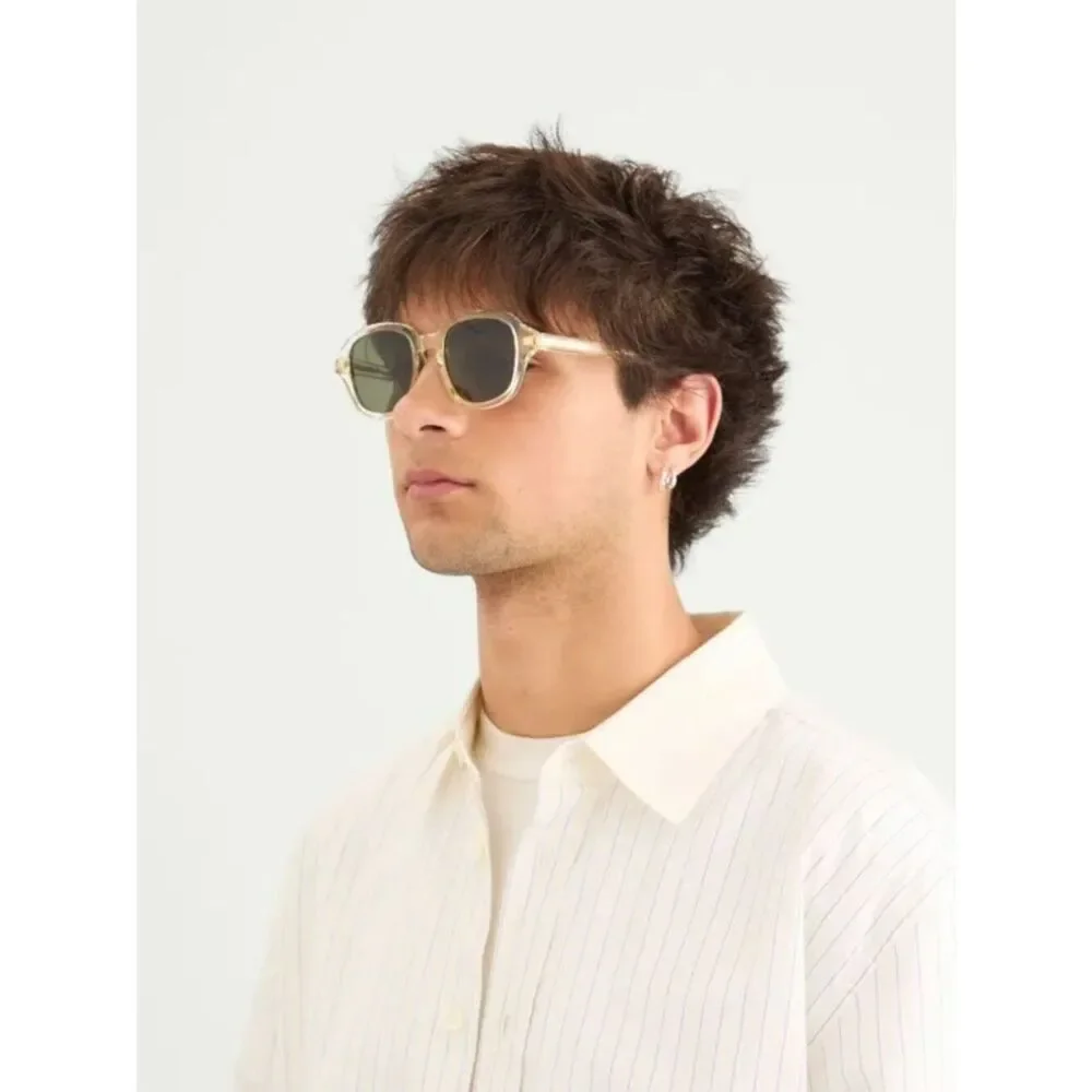 Loewe SLIM Men Sunglasses Beige Transparent Yellow Green Square LW40163I 57N